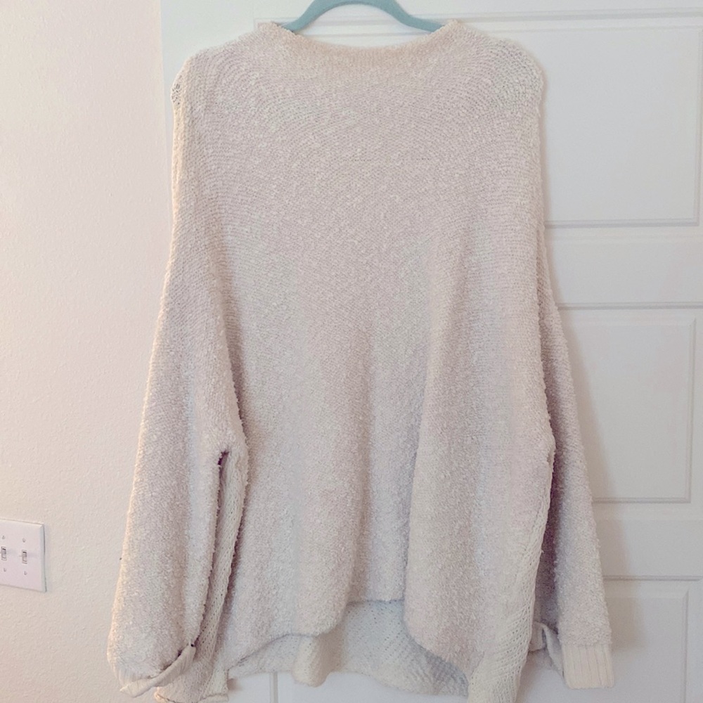 Free People Cream Boucle Oversized Sweater